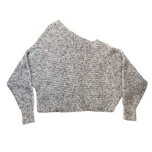Spacedye One Shoulder Cropped Sweater Women's Gray White Knit Pullover